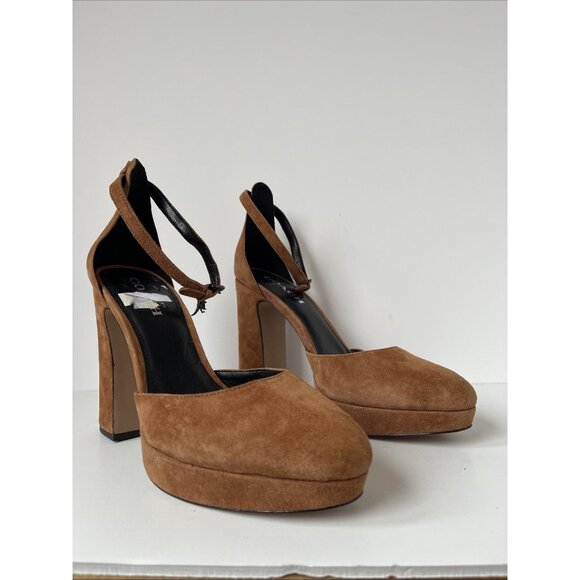 Coach Women’s Suede Block Heel Pumps Brown Size 10 Elegant Designer Shoe - Picture 13 of 15